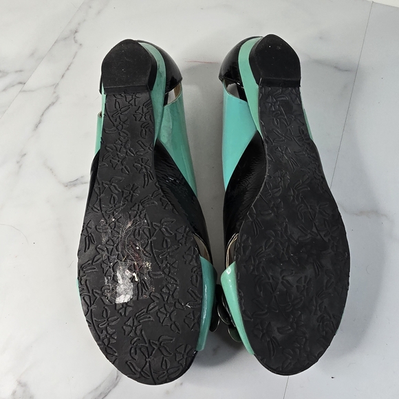 Poetic License Retro Patent Leather Color Block Flower Flats 7.5 - Picture 8 of 10